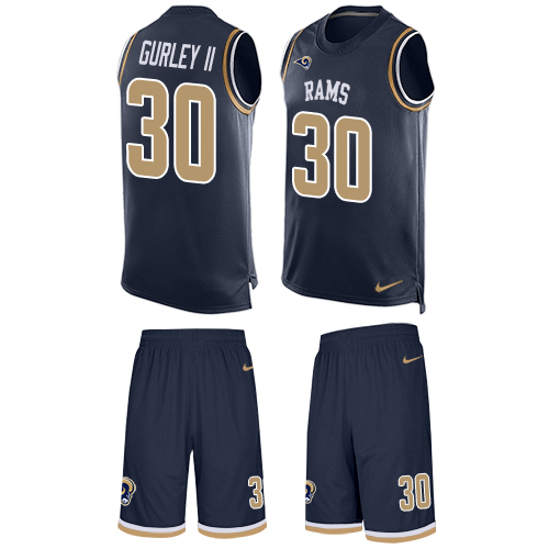 Men's Limited Todd Gurley Nike Jersey Navy Blue - #30 Tank Top Suit NFL Los Angeles Rams